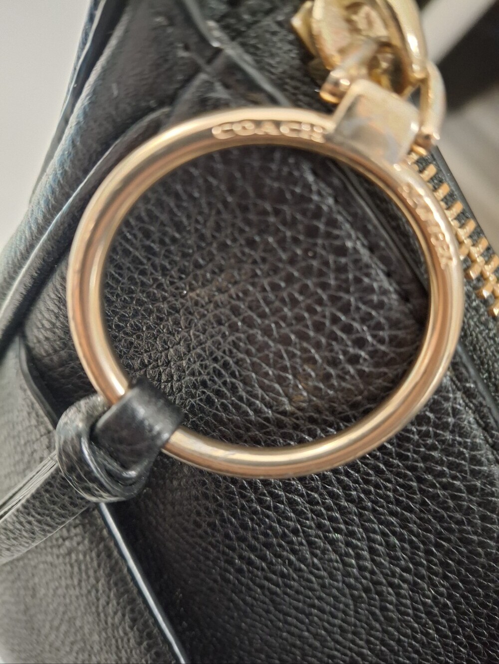 Coach Chaise Black Polished Pebble Leather Crossbody Bag Gold Hardware - Picture 7 of 9